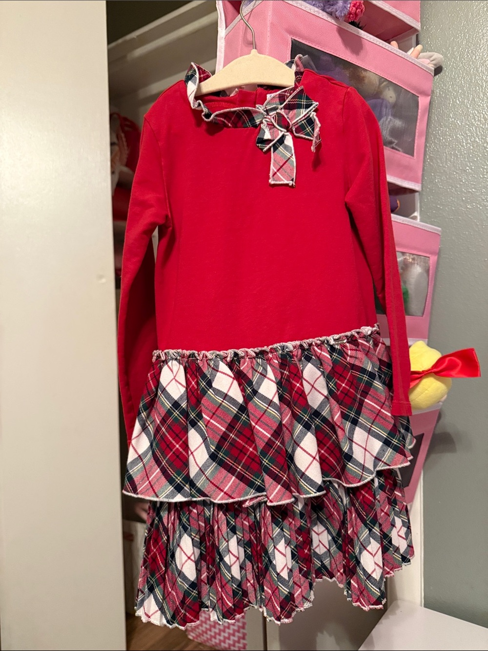 Mayoral Red Plaid Tiered Holiday Dress